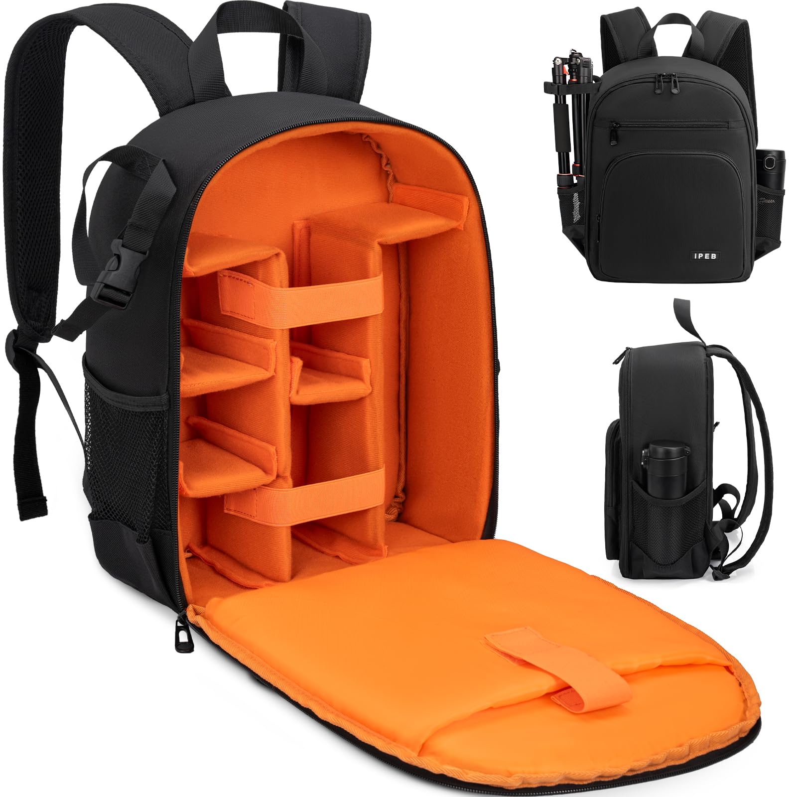 Kamerarucksack ，Für DSLR/SLR spiegellose Kamera，Schwarz-Orange (S) | Stativhalterung, Wasserdicht, Anti-Diebstahl, Für DSLR/SLR spiegellose Kamera