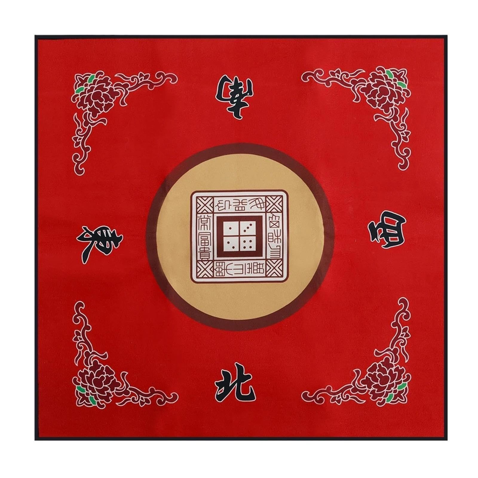 Tappeto Mahjong Tappetino da tavolo Mahjong 80 cm, carte poker, gioco a nove, in gomma antiscivolo(Red Style B)