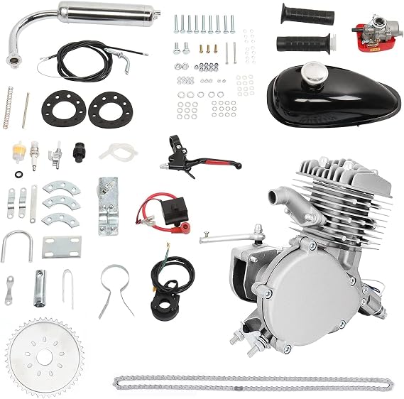 100cc Bicycle Motor Kit, 2-Stroke Gas Motor Bike Kit Conversion CDI Upgraded Motorized Bike Kit for Most 26 28 V Frame Bikes Bicycle Scooter