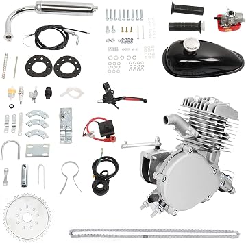 100cc Bicycle Motor Kit, 2-Stroke Gas Motor Bike Kit Conversion CDI Upgraded Motorized Bike Kit for Most 26 28 V Frame Bikes Bicycle Scooter