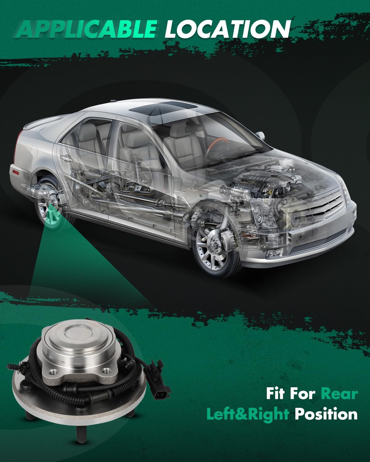 SCITOO 1pc Rear Wheel Bearing Hub Assembly 512493 fit for chrysler Town & Country 2012-2016, for Dodge Grand Caravan 2012-2020, for Ram C/V 2012-2015, for Volkswagen Routan 2012-2013, W/ABS 5 Lugs