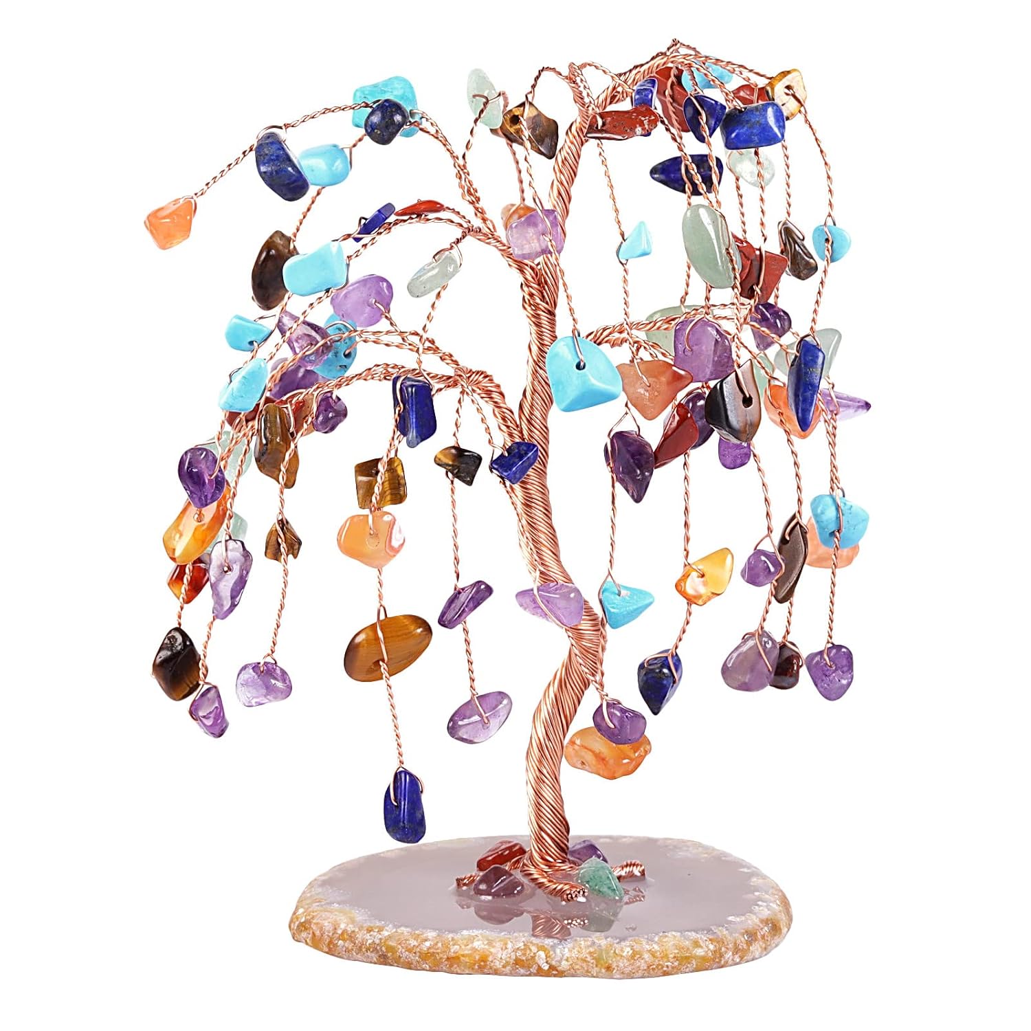 Peridot Crystal Tree with Agate Slices Base for Wealth | 5.7-6.7 IN High, Weeping Willow Tree Decor, Natural Peridot Stone, Feng Shui Money Tree Decoration - Image 10