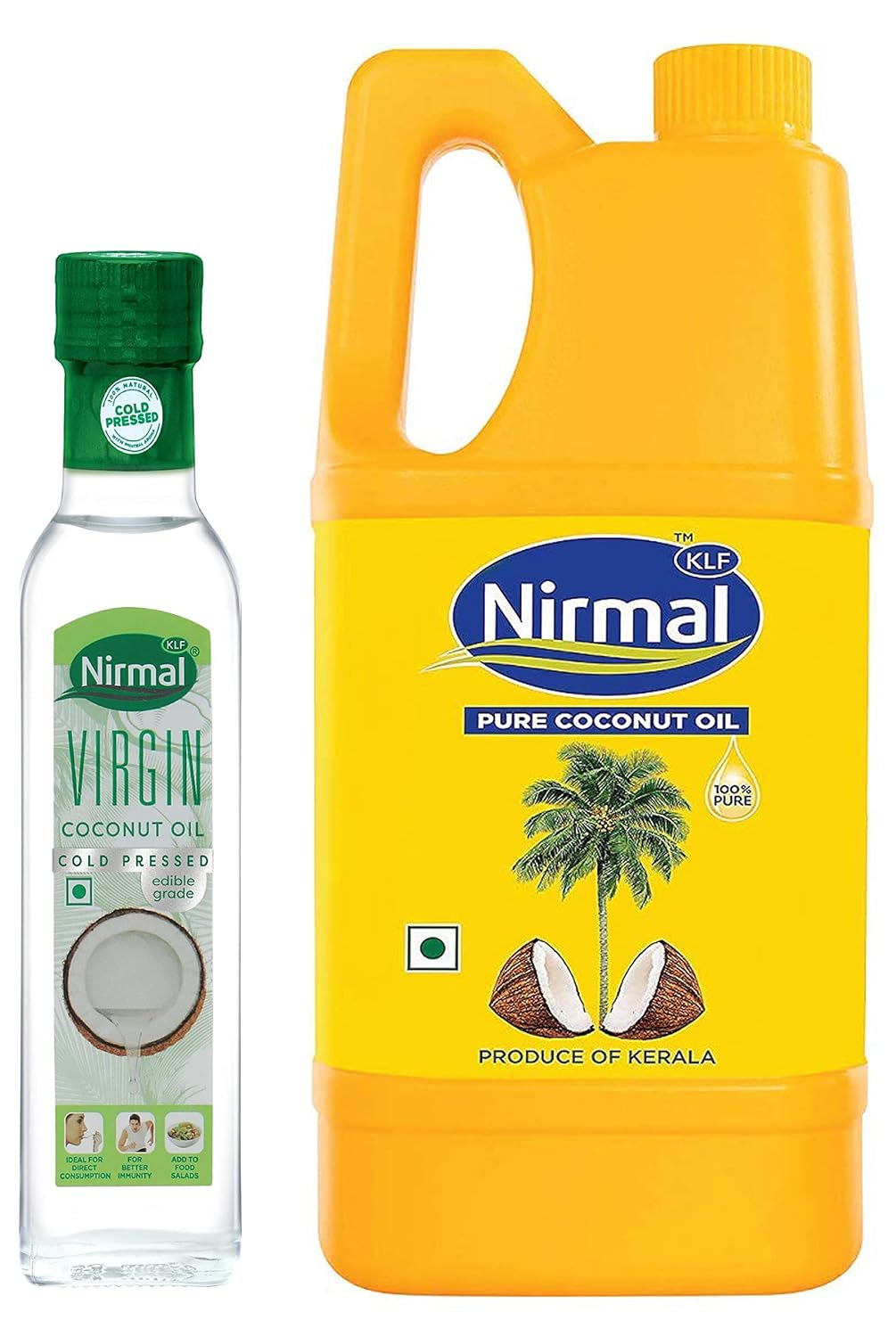 KLF Nirmal Cold Pressed Virgin Coconut Oil 250 ml Packaged in Glass