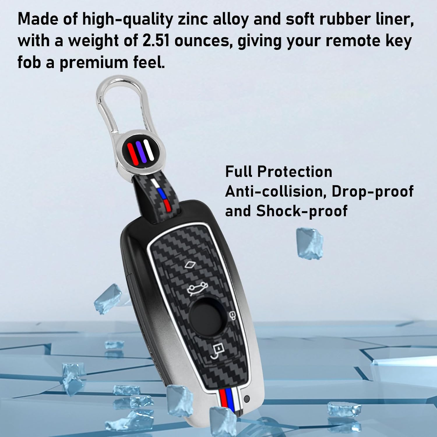 Jaronx Compatible with BMW Key Fob Cover 1'F20/2'F22/3'F30/4'F32/5'F10/6'F11/7'F01/X3 F25/X4 F26/M3 M4 M5 M6,Metal Fob Cover Carbon Fiber Pattern Silicone Rubber for BMW Key Accessrories