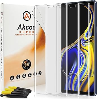 Screen Protector for Samsung Galaxy Note 9 / Note 8, 3 Pack, Tempered Glass UV Set, 9H Scratch Resistant, Natural and Smooth Touch