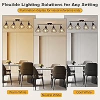 Vista 5 de HiBay 4-Light Track Lighting Farmhouse, Directional Ceiling Track Light Fixtures Black, Industrial Flush Mount Spotlight for Kitchen, Dining Room