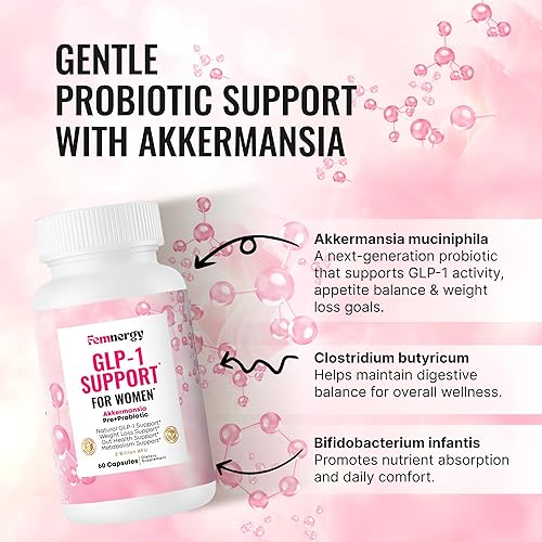 Vista 4 de GLP-1 Suplemento probiótico para pérdida de peso para mujeres, supresor del apetito natural, metabolismo y refuerzo de la salud intestinal, impulso