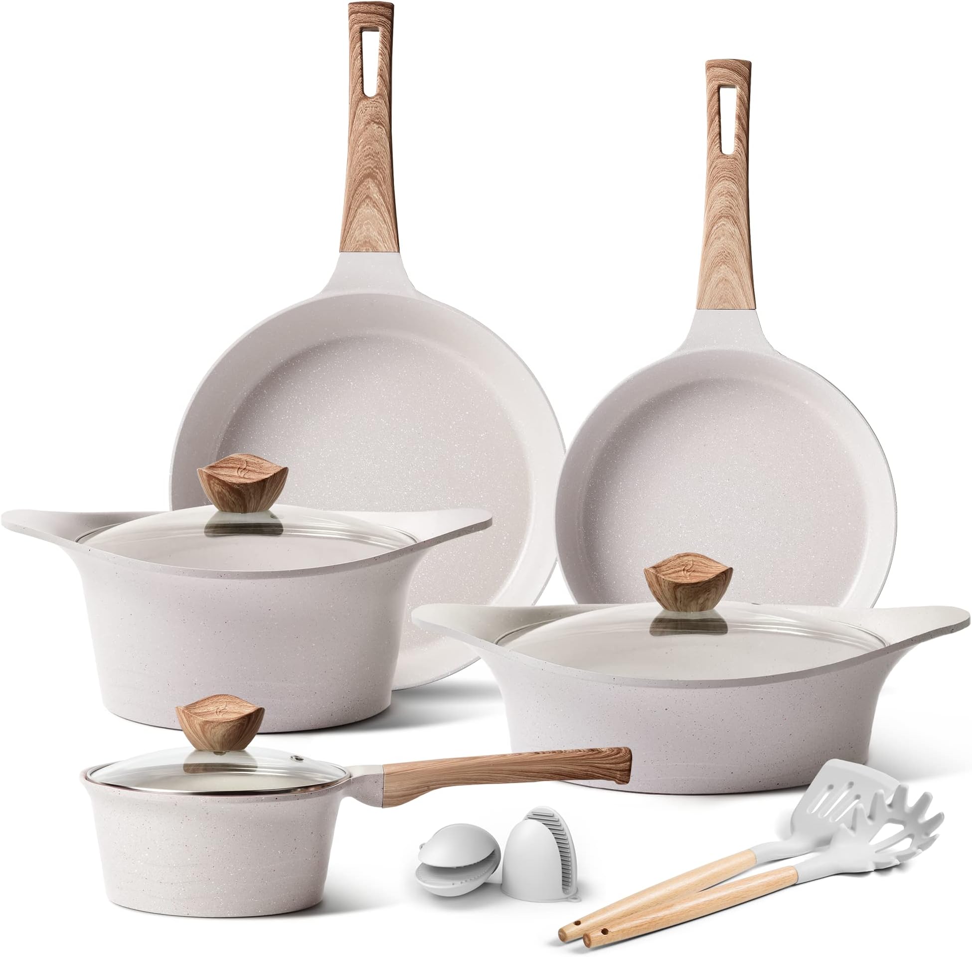 YIIFEEO 11 Pieces Cookware Set, Nonstick Pans and Pots Sets