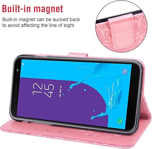 Miniatura 4 de Funda de teléfono para Samsung Galaxy A6 (2018) con protector de pantalla de vidrio templado y cubierta delgada de cuero, soporte para tarjetas,