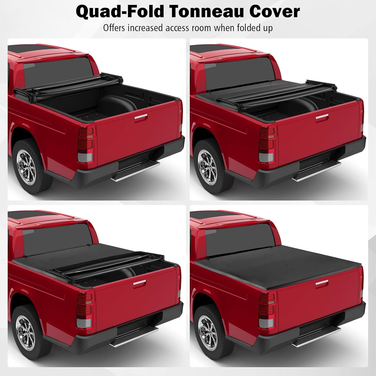 Goplus Soft Quad-Fold Tonneau Cover, Weatherproof Truck Bed Cover Compatible for 2014-2023 Chevy/GMC Silverado/Sierra 1500, 2015-2023 Chevy/GMC Silverado/Sierra 2500HD/3500HD Fleetside 5.8 FT On Top