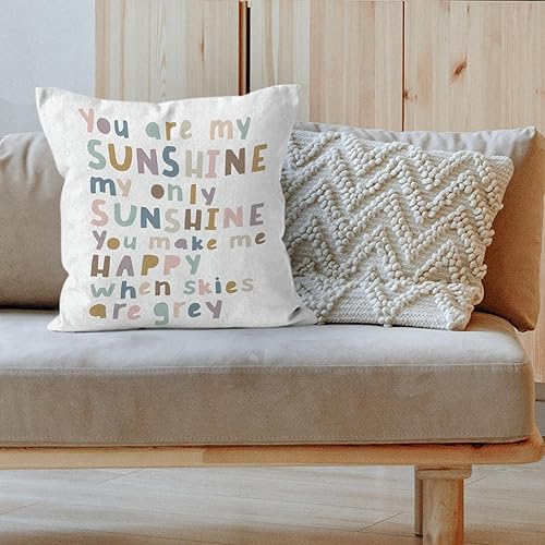 Miniatura 6 de HIWX Funda de almohada You are My Sunshine, funda de almohada decorativa con cita inspiradora de 18 x 18 pulgadas, funda de almohada bohemia con