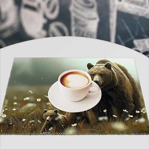 Miniatura 7 de Bear Sow Near Moraine Creek Katmais National Park - Juego de 6 manteles individuales resistentes lavables para decoración de mesa de cena y fiesta