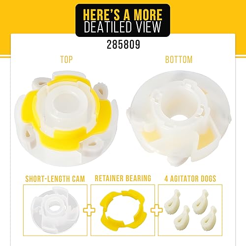 Miniatura 3 de PartsBroz Kit de leva agitadora 285809 - Compatible con lavadora secadora Whirlpool Amana Crosley Estate - Sustituye a AP3094543 PS334648 LSW9700PQ2