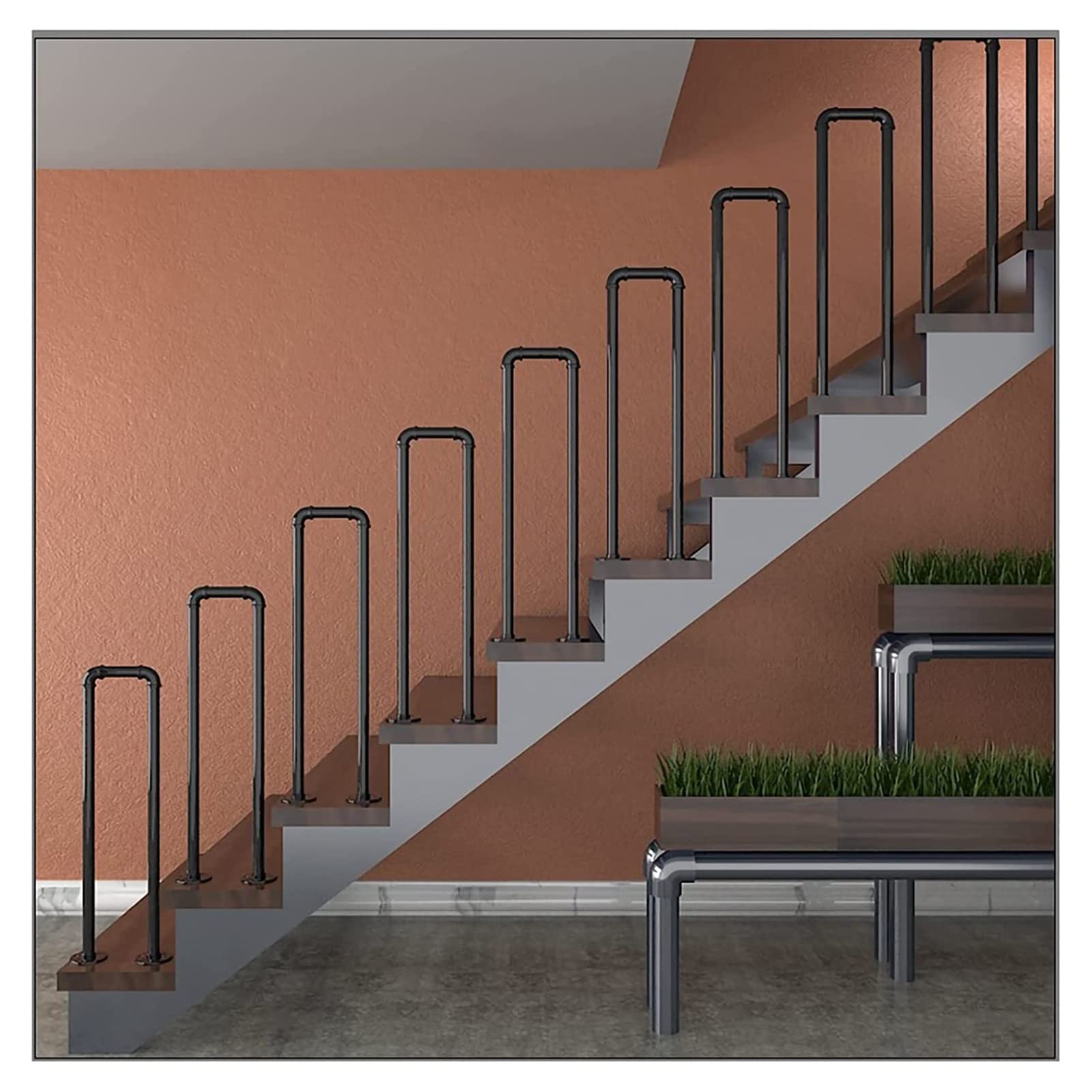 Main courante antidérapante en fer forgé MObyat pour escalier sécurisé