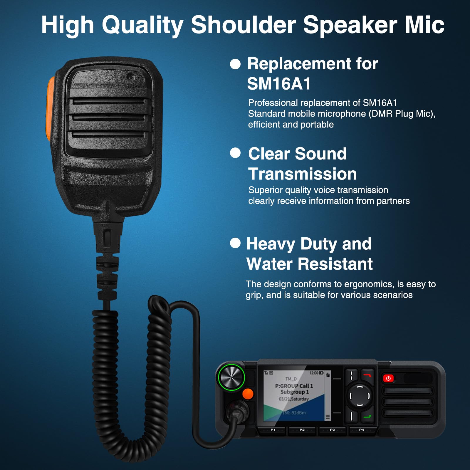 Akoree SM16A1 - Altavoz de micrófono, micrófono repetidor móvil para Hytera HYT MD780 MD780G MD78XG MD782 MD785 MD788G RD620 RD960 RD965 RD980 RD982 RD985 MT680 Md782 u Rd98 2u Md782v Rd982v Md680