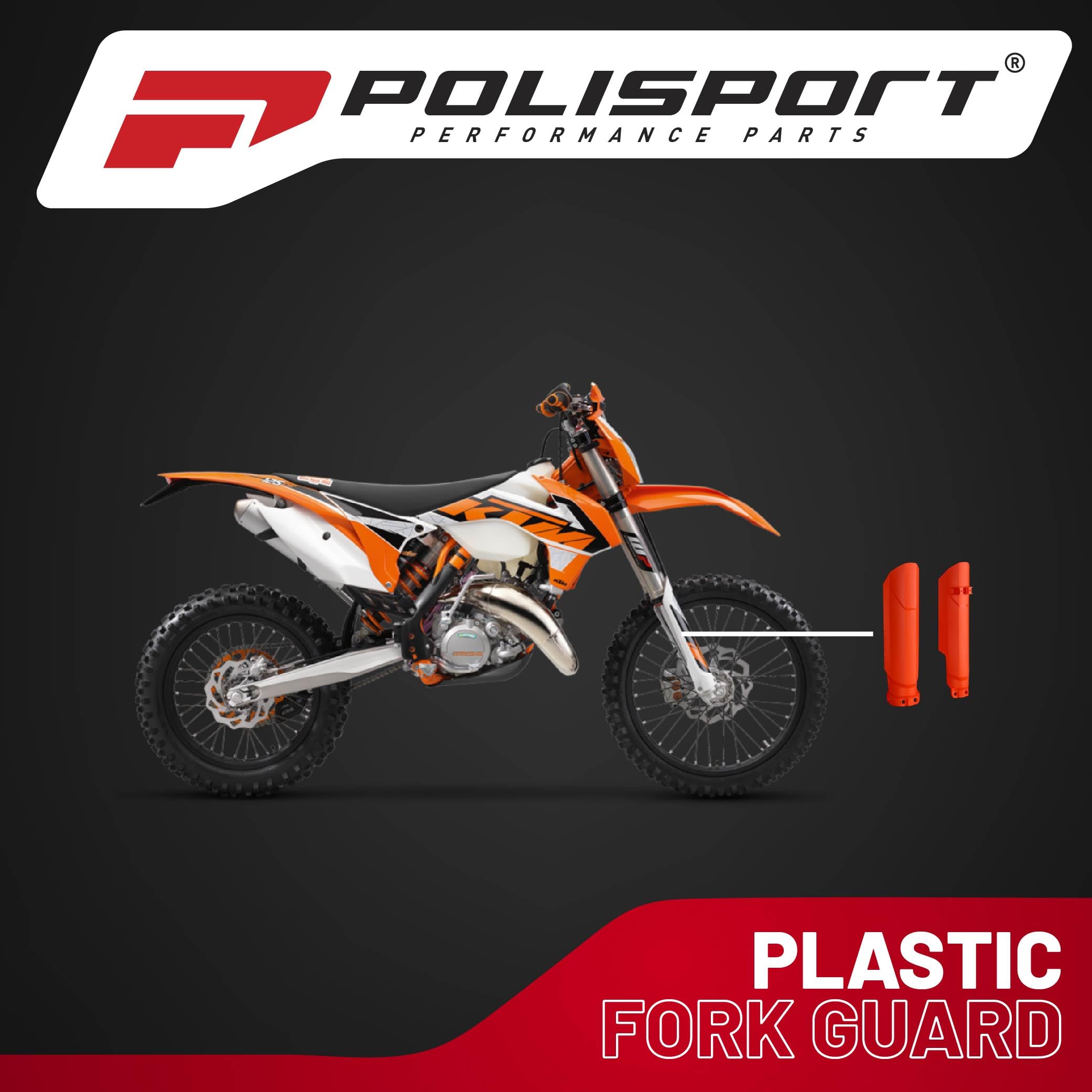 POLISPORT 8399300001 - Protezione forcella completamente avvolgente realizzata in plastica resistente agli urti e all'abrasione compatible con motocicletas KTM en color Arancia