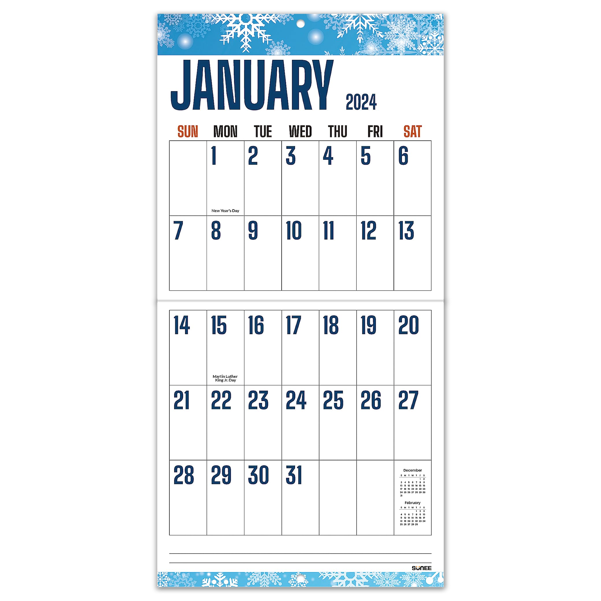 SUNEE 2023-2024 Large Print Wall Calendar 12 x 23, Now to December 2024, Hanging Big Grid Monthly Calendar, Seasons Pattern