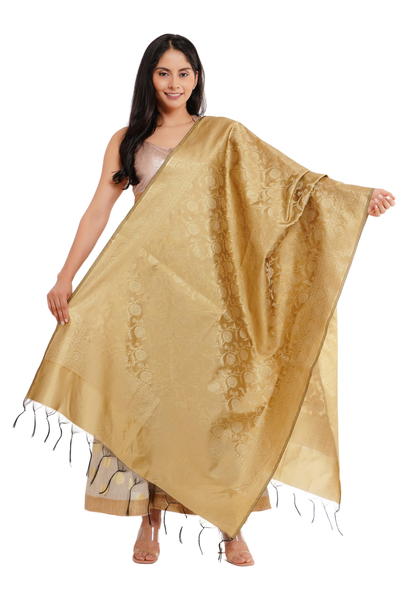karthav fashion Women's Woven Banarasi Jaal Silk Dupatta-picture-33