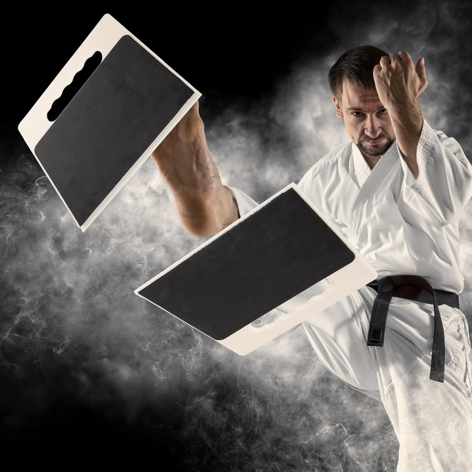 Noamus Confezione da 4 Tavole da punzonatura infrangibili, per Taekwondo, Karate, MMA, con Manici, in plastica, riutilizzabili, per Allenamento, Arti Marziali, Boxe, per Bambini e Adulti, 4 Livelli