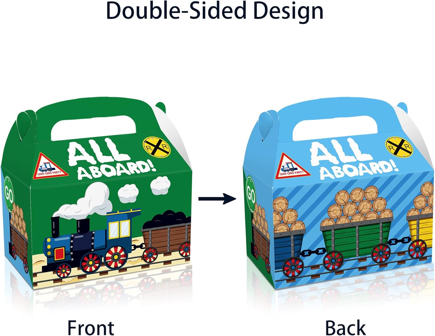 24 Pcs Train Themed Gift boxes with Handles in 4 Assorted Designs,Perfect for Transportation Enthusiasts, Party Favors, and Themed Events,Ideal for Birthdays, All Celebrations - Image 2