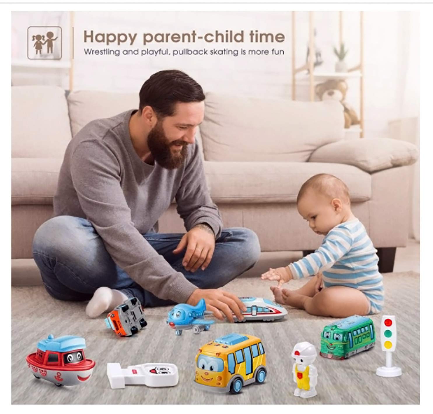 Magicwand ABS Plastic Unbreakable Pull-Back Die-Cast Q【Cute】Toy Set【Pack of 6 Toys】【Multi-Colored】,kids 2+ age - Image 7 thumbnail