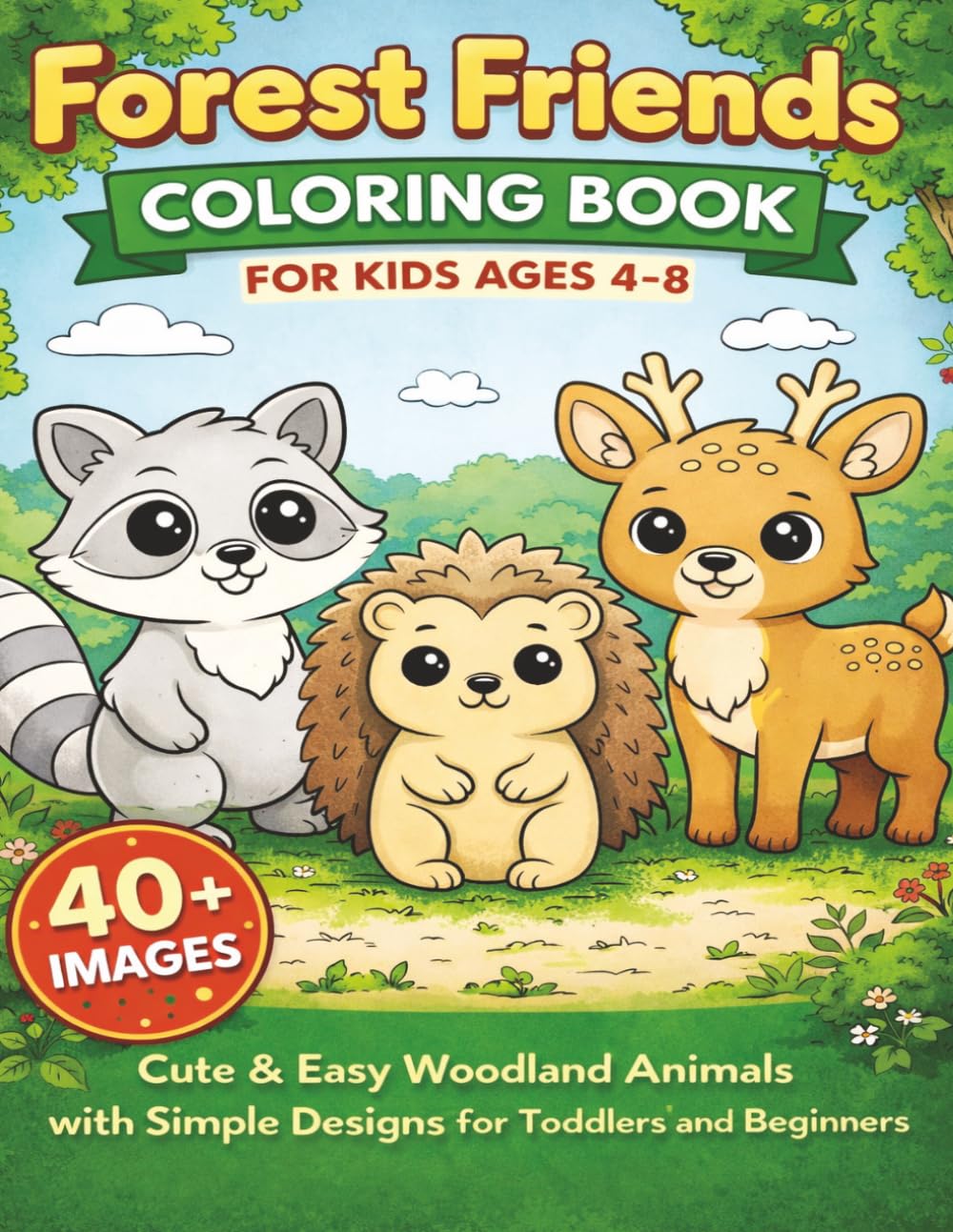 Forest Friends Coloring Book for Kids Ages 4–8: Cute & Easy Woodland Animals with Simple Designs for Toddlers and Beginners