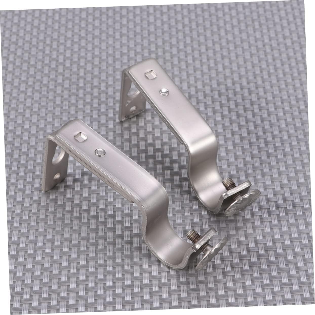 GARVALON 4pcs Mounting Holder for Drapery Rod Fit No Drill Bracket Sturdy Nickel Plated