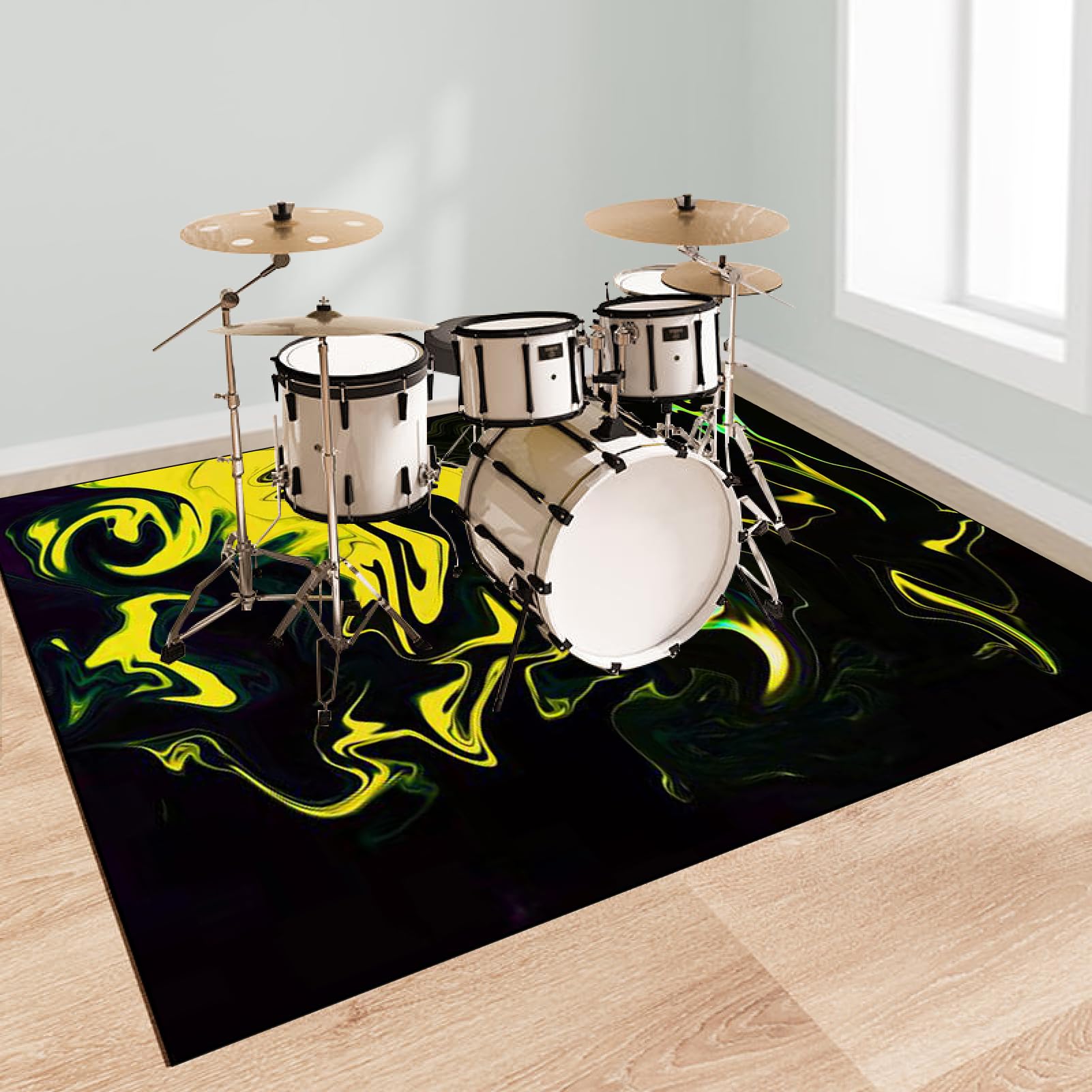 Schlagzeugteppich Schallschutz Akustik Teppich rutschfest Drum Matte Schalldicht Teppich Schallschutzdecke für Bass Drum Snare Drum Instrumente Teppich Schlagzeug Teppich Trommelmatte 210 x 180 cm