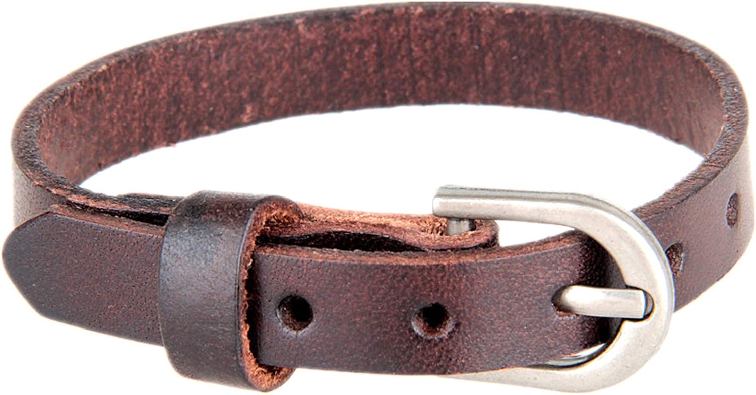 Xusamss Alloy Buckle Leather Cuff Bracelet for 6-8" Wrists - Lightweight Fashion Bangle Wristband