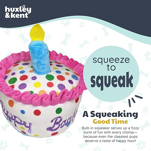 Miniatura 7 de Huxley & Kent para perros - Happy Barkday Cake (grande) - Juguete de peluche de cumpleaños con chirriador - Juguete divertido para perros - H&K