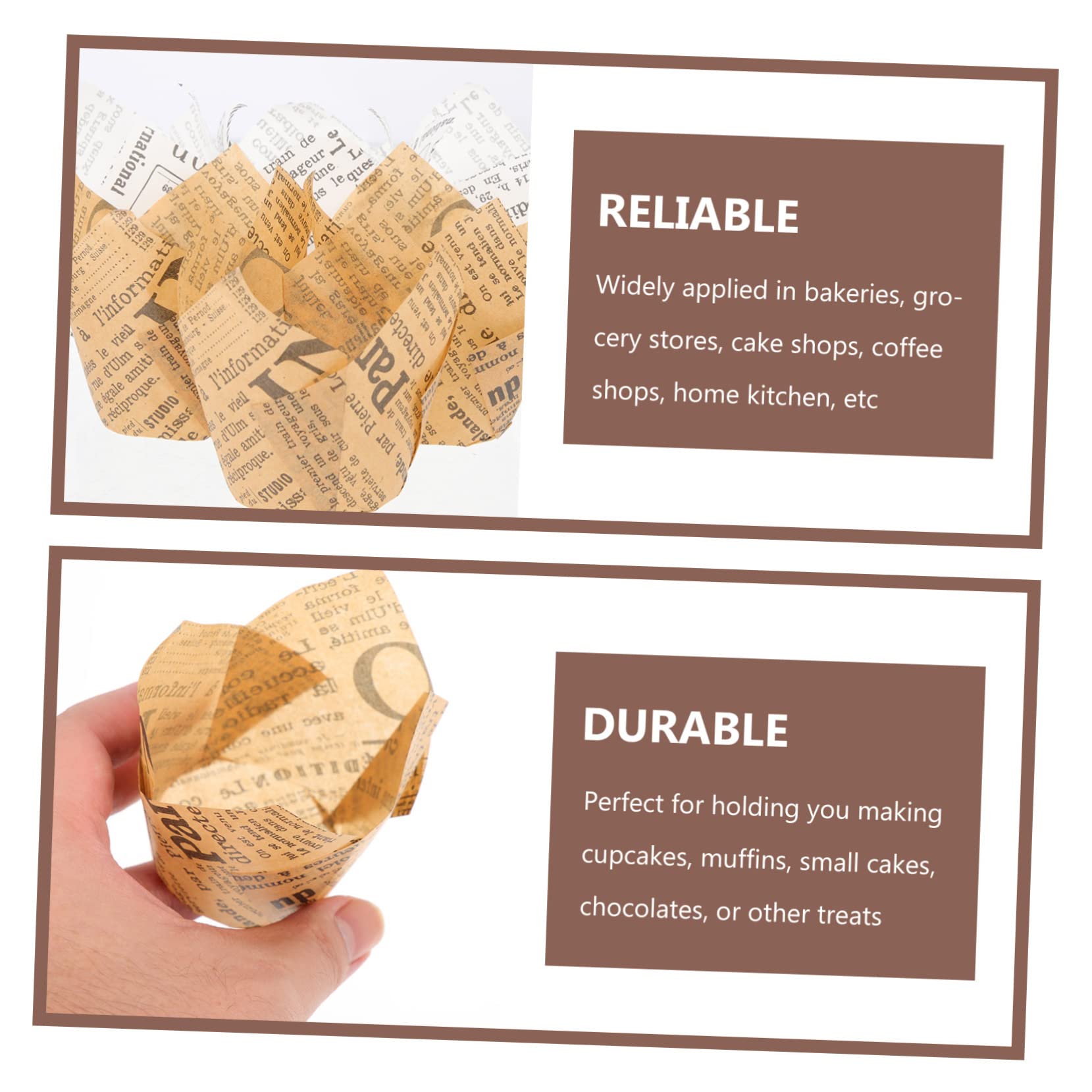 Cabilock Lot De 4 Caissettes À Muffins En Papier Antiadhésives Lot De 100 Pièces.