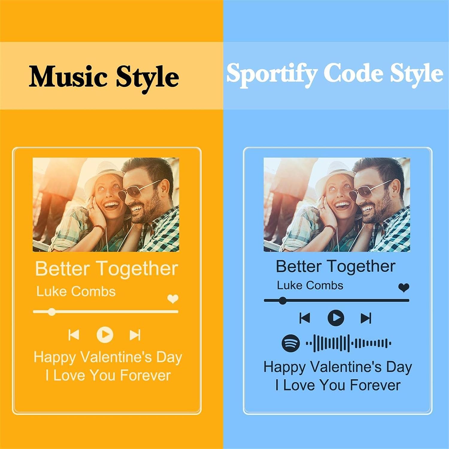Custom Spotif Glass Art Night Light Personalized Scannable Spotif Code Photo Gifts,Customized Acrylic Song Album Cover,Valentine's Day Gifts