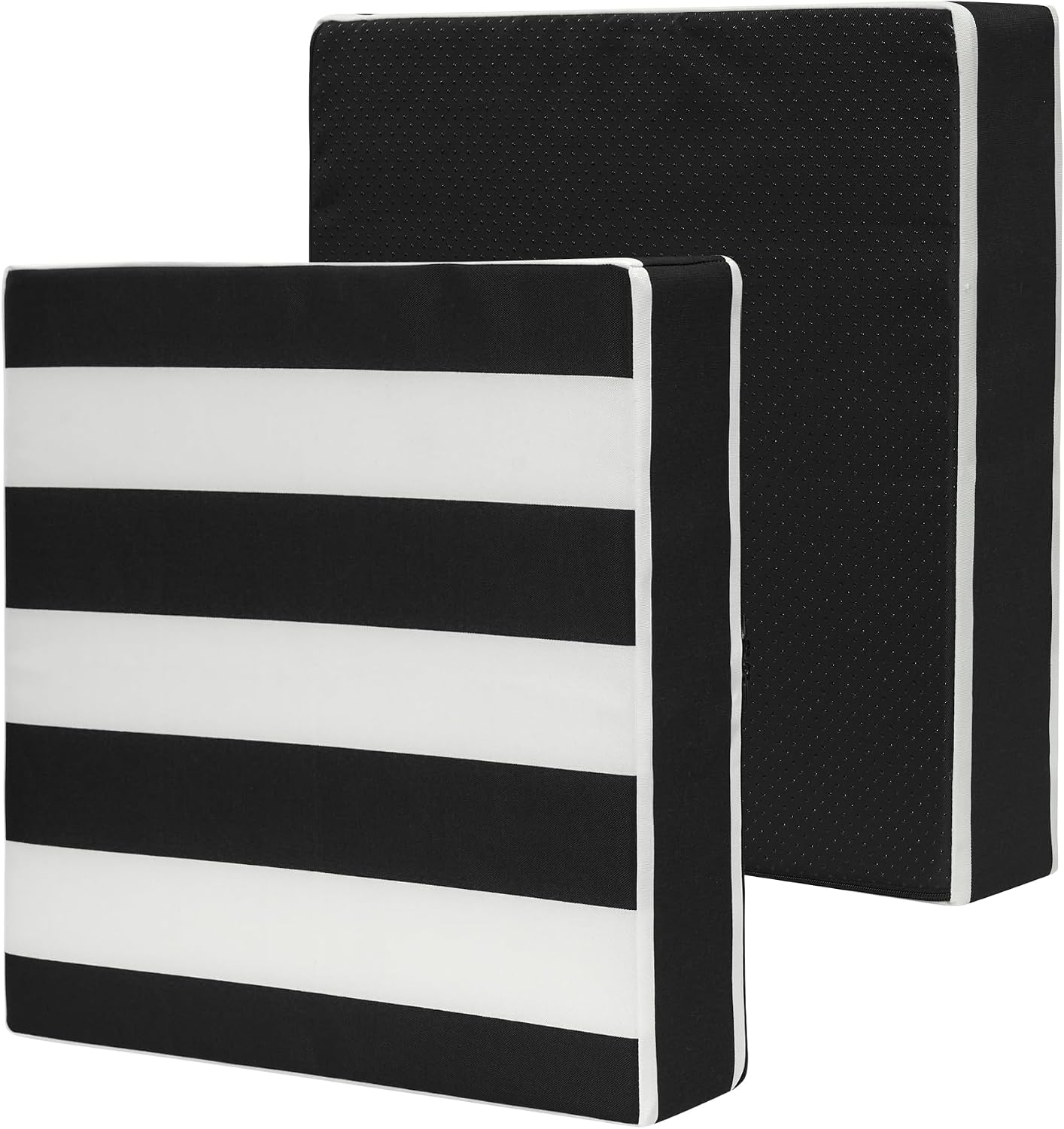 FUNHOME Outdoor Cushion Covers 18 x18 x4 inch,Set of 2,Non-Slip Grips Bottom,Chair Cushion Covers for Garden Patio Furniture Seat,Waterproof&Fade-Resistant Slipcover Only,No Insert(Black White)