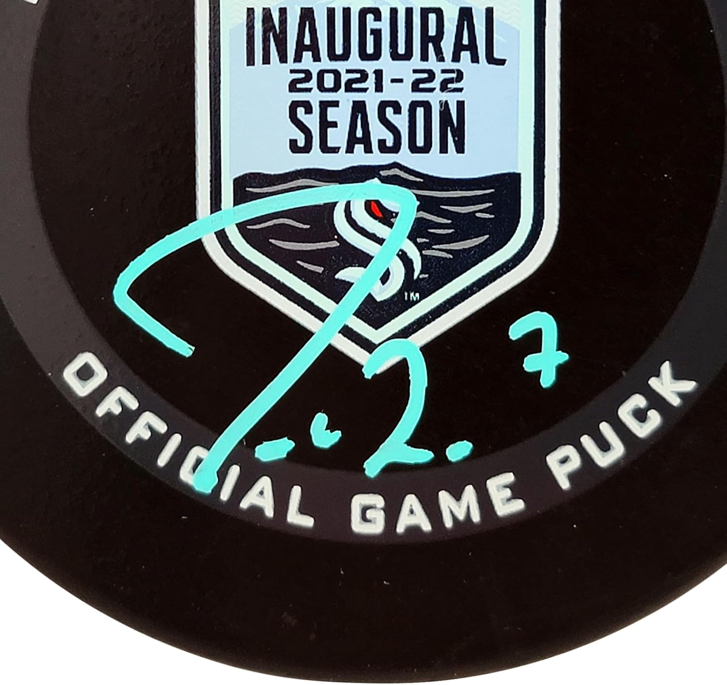 Jordan Eberle Autographed Official Inaugural Season Logo Hockey Game Puck Signed In Teal Holo Stock #211615