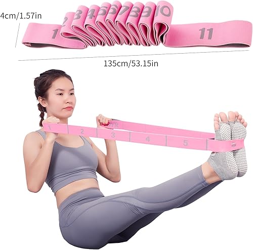 Miniatura 4 de Elastic Stretching Strap with 11 Loops, Adjustable Stretch Band for Adults - Flexibility Straps for Yoga, Pilates, Dance - Non-Slip Fabric