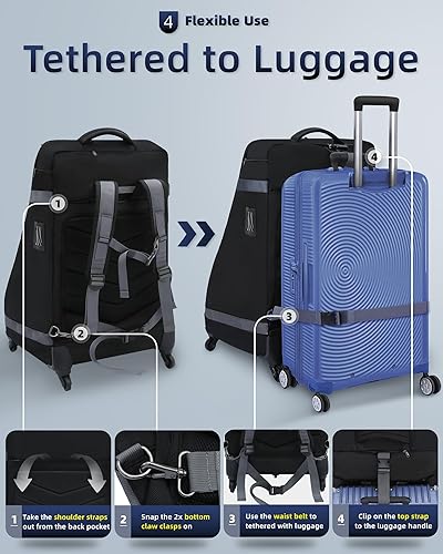 Miniatura 5 de Bolsa de asiento de coche mochila con ruedas para viajes aéreos, funda acolchada extra grande para asiento de automóvil, bolsa de control de puerta