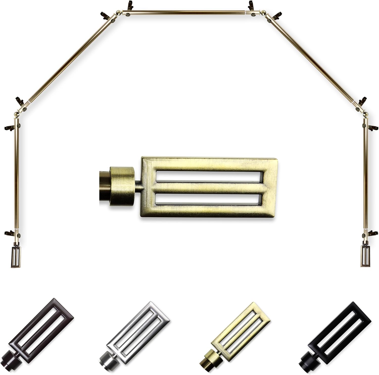 Cobalt 13/16" 5-Sided Bay Window Curtain Rod 28-48" (Each Side) - Satin Nickel