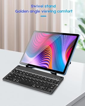 Bluetooth Katlanabilir Klavye, Standlı ve Taşınabilir, Windows iOS Android iPhone ve Tablet ile Uyumlu Seyahat Klavyesi