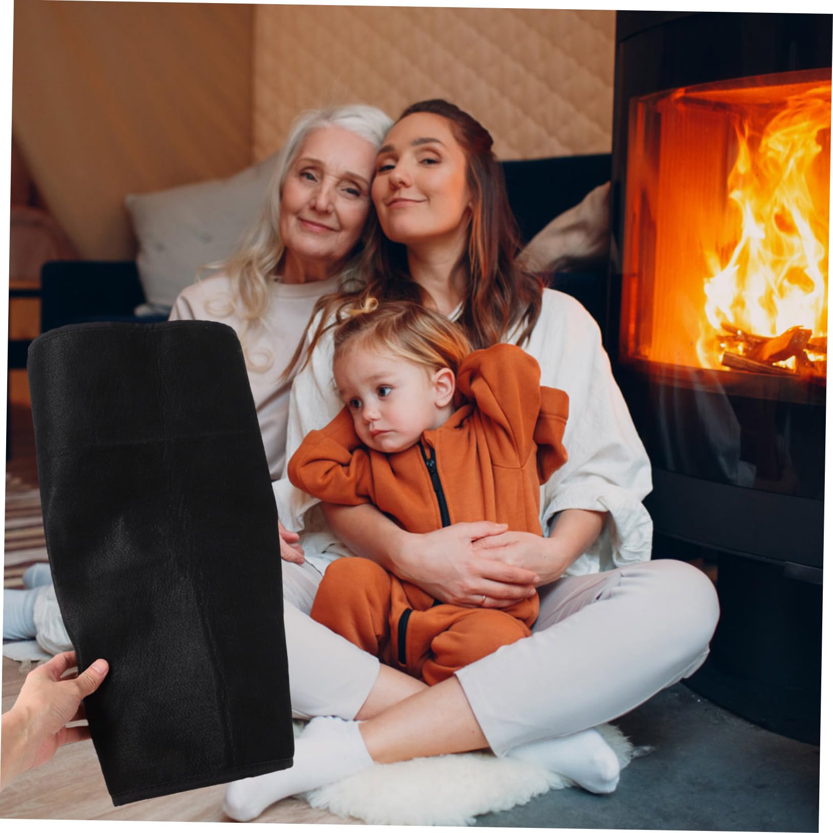 OUNONA Tappeto Ignifugo per Fireplace Semicircolare in Poliestere e PVC, Resistente alle Alte Temperature e Protettivo per Pavimenti, per Camping e Cucina