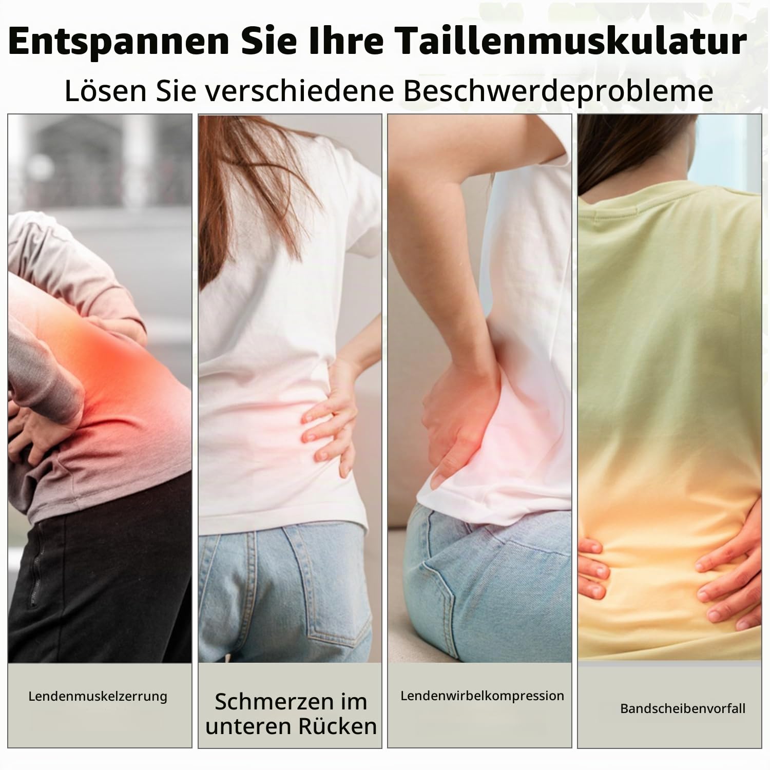 Elektrischer Rückenmassagegerät, 4 in 1 Kabelloses Rückenstrecker mit EMS Elektrotherapie, Hotpacks, Vibration und Airbag Traktion, 3 Stufige Einstellung Lendenwirbel Traktionsmassagegerät für Zuhause