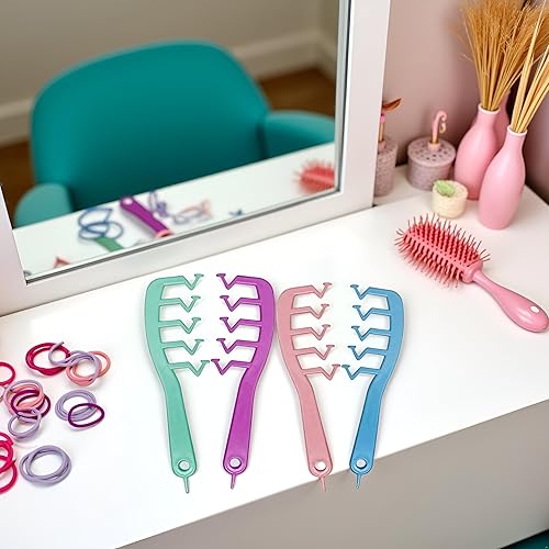 Miniatura 2 de Peine de dientes anchos en forma de Z para desenredar y peinar el cabello rizado, herramienta de peluquería grande con diseño de flequillo para