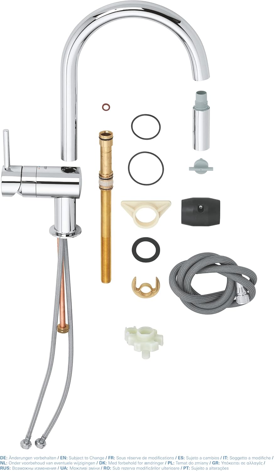 Exploded view of GROHE Minta faucet components