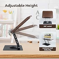 Vista 3 de comfoyar Soporte de libro para lectura, soporte plegable de lectura para libros de texto con base giratoria de 360° y clips elásticos para página