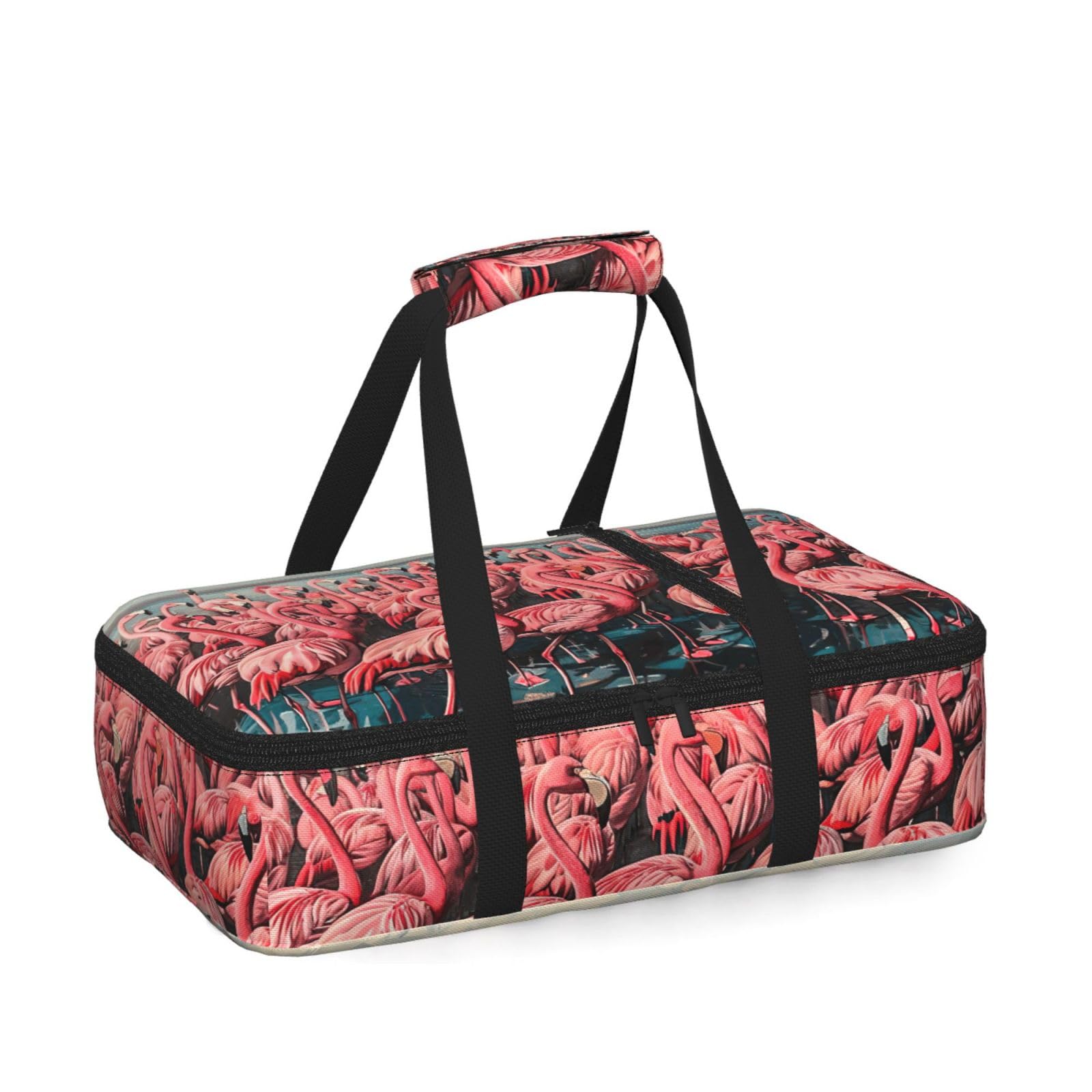 Flamingo Print Insulated Thermal Food Storage Bag Daily Reusable Picnic Tote Lunch Box Home