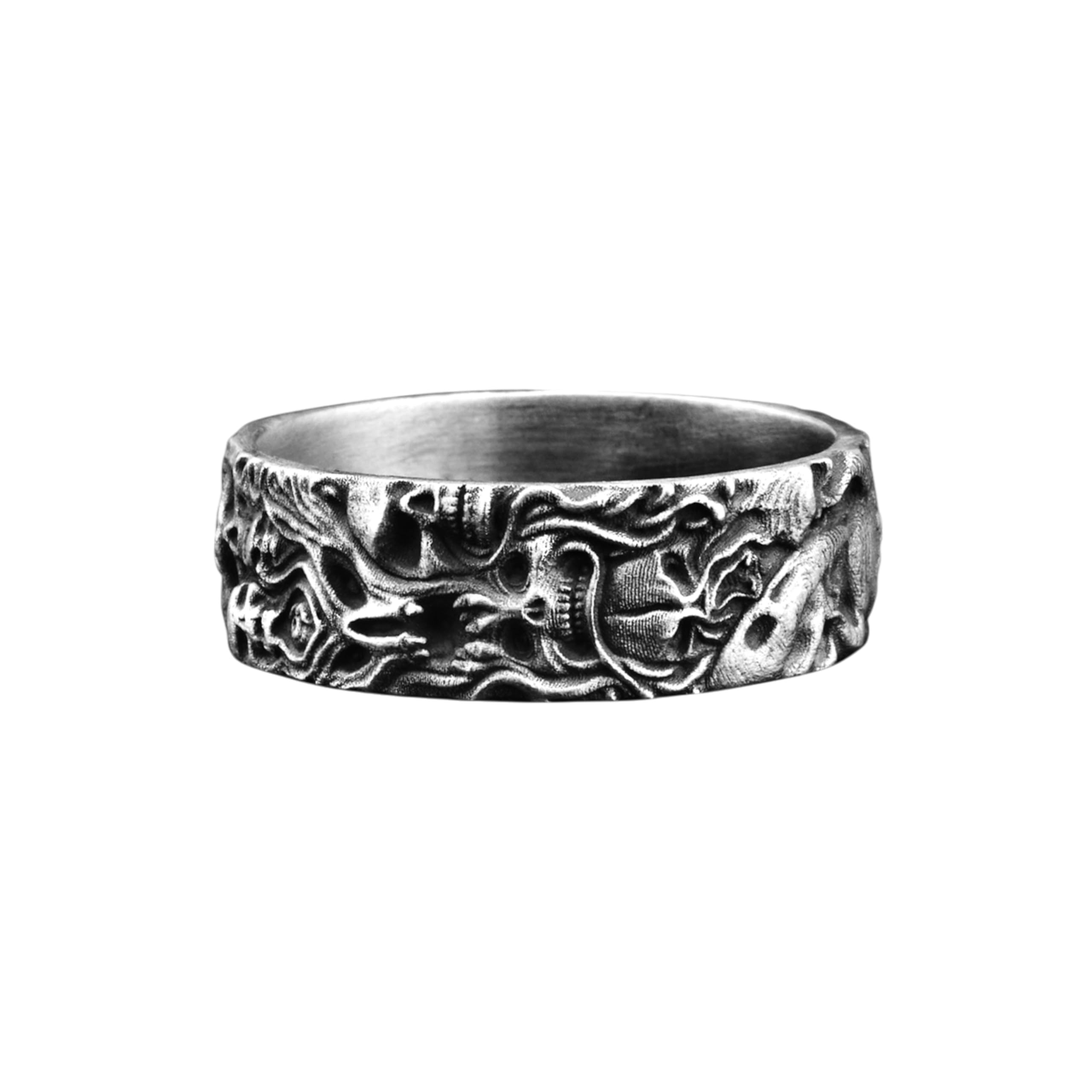 BySilverStone - Demons Unique Sterling Silver Men Band Ring, Lucifer Stackable Biker Ring, Silver Gothic Jewelry, Skull Gothic Rings, Best Gift for Bestfriend