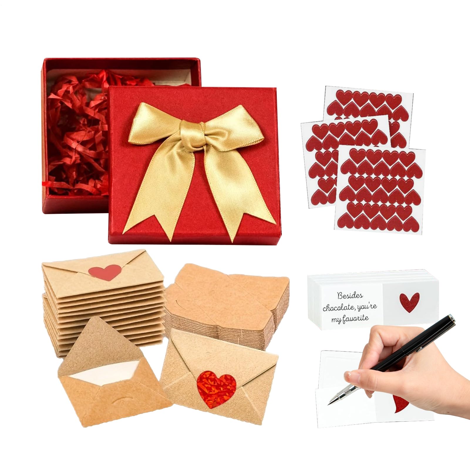 60pcs Diy Love Note Box, Mini Valentine's Day Cards Set With Envelope,blank Greeting Card And Heart Stickers, Cute Romantic Love Letter Envelope Set For Boyfriends And Girlfriends