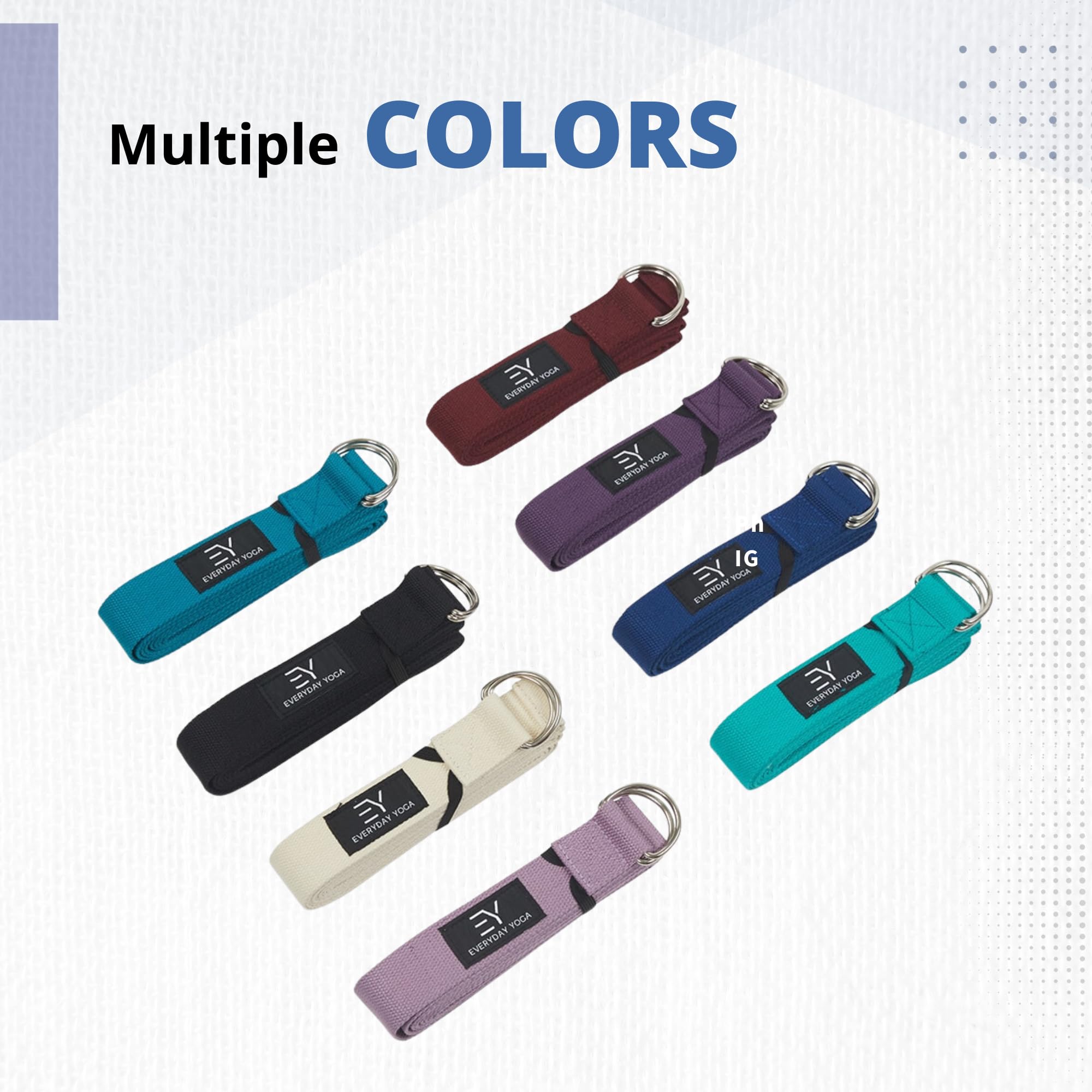 Everyday Yoga Super starker Gurt mit Metall-D-Ring-Schnalle – verbessert Flexibilität, Dehnung und Physiotherapie-Fitness.