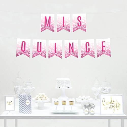 Miniatura 2 de Andaz Press Decoración de fiesta de cumpleaños de imitación con purpurina, rosa brillante, Mis Membrillo, aproximadamente 5 pies, 1 juego,