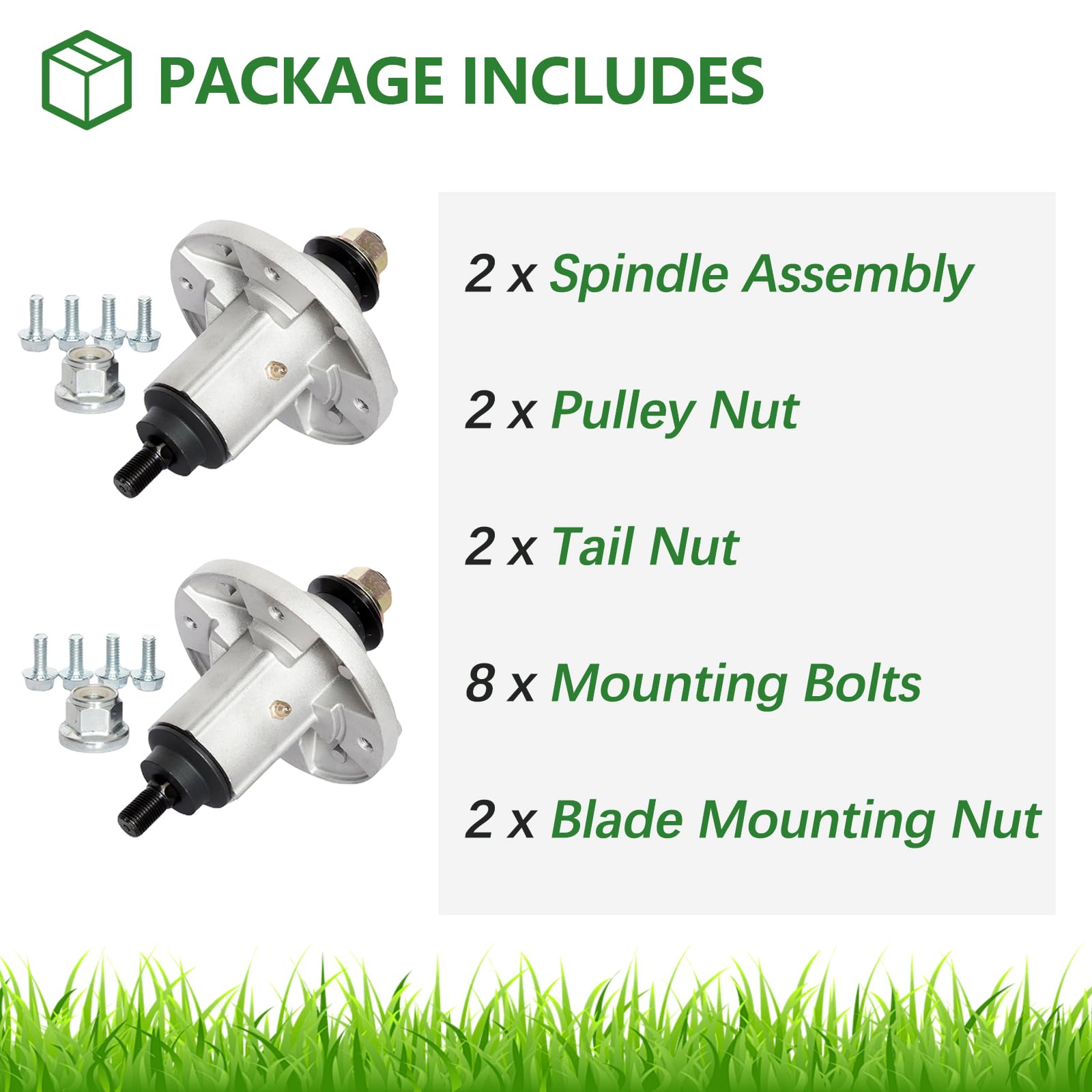 Paquete de 2 unidades de conjunto de husillo sustituye a GY20454 GY21098 GY20867 GY20962 GX21694 AUC15811 apto para LA100-LA165 D100-D160 X110 X120 X140 con 106.7 121 cm. Cubierta de 0.35