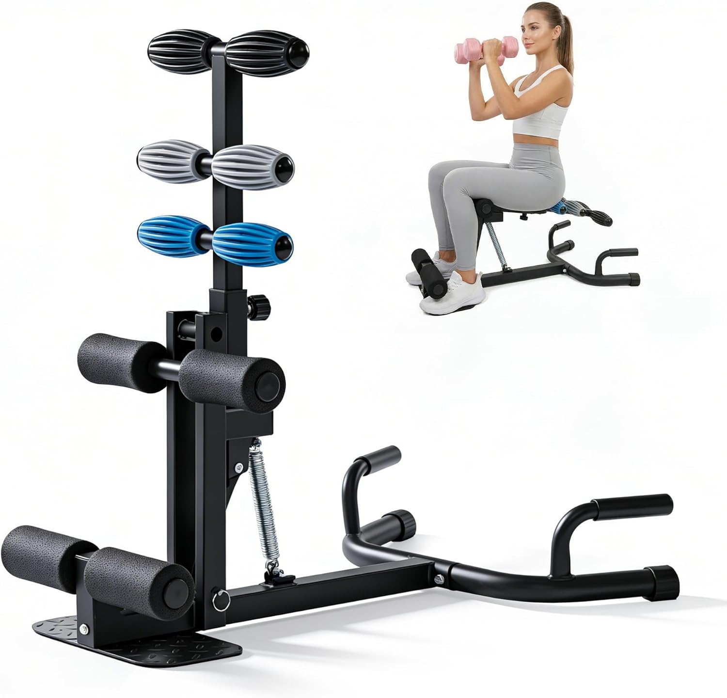 Deep Squat Machine for Home Gym, Assisted Glute Trainer with Adjustable Resistance, Squat Assist Machine for Women & Men, Glutes & Abs Workout Equipment, 350 Lbs Capacity